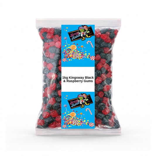 Krazy Kandi Black & Raspberry Gums 1kg View 2 - Krazy Kandi Sweet Shop, Bootle Liverpool