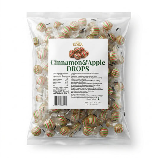 Krazy Kandi Cinnamon & Apple Drops Hard Rock Candy Individually Wrapped 1kg
