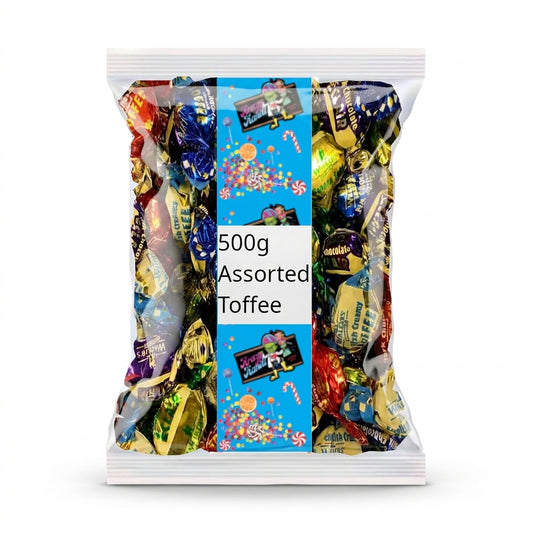 Close-up detail of Krazy Kandi Assorted Toffee 500g confectionery