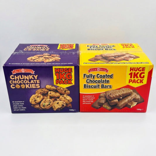 Close-up detail of House Of Lancaster Luxury Broken Chunky Cookies & Fully Coated Chocolate Biscuit Bars Broken or Misshapen 2kg confectionery