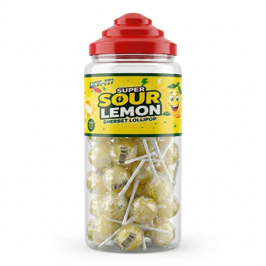 Krazy Kandi Lick It Super Sour Lemon Flavour Lollipops 50pcs 1500g