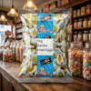Haribo Fried Eggs 1kg displayed on a traditional wooden counter in a classic British sweet shop setting
