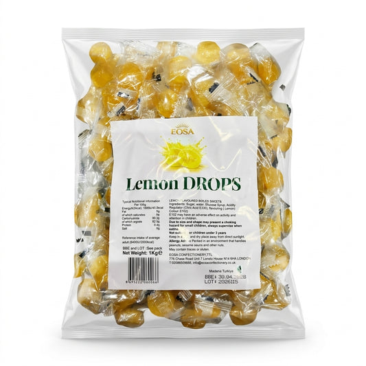 Krazy Kandi Lemon Drops Hard Rock Candy Individually Wrapped 1kg