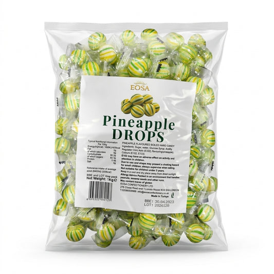 Krazy Kandi Pineapple Drops Hard Rock Candy Individually Wrapped 1kg