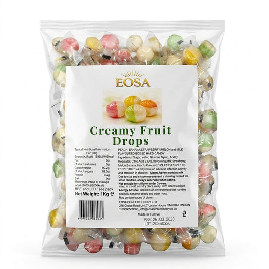 Krazy Kandi Eosa Creamy Fruit Drops Hard Rock Candy Individually Wrapped 1kg
