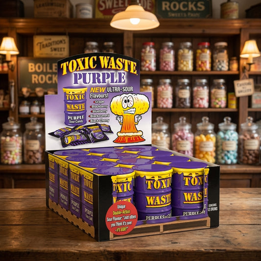 Toxic Waste Purple Drums 12 x 42g - illustrative lifestyle shot position 2