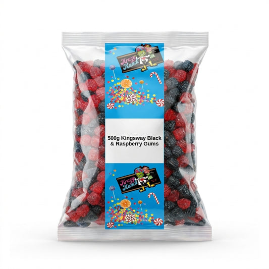 Krazy Kandi Black & Raspberry Gums 500g View 2 - Krazy Kandi Sweet Shop, Bootle Liverpool