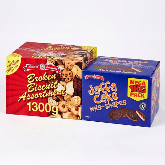 Close-up detail of House Of Lancaster Luxury Broken Assorted Biscuits & Jaffa Cakes Broken 2300g confectionery
