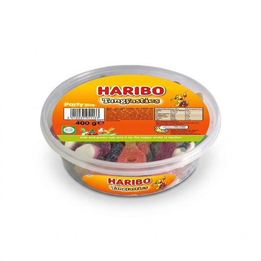 Haribo Tangfastics Fruit & Cola Flavour Fizzy Jelly Sweets Tub 400g