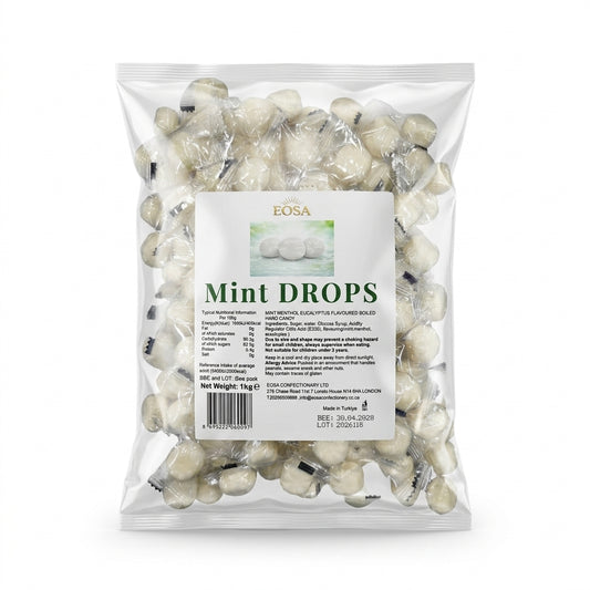 Krazy Kandi Eosa Mint Drops Hard Rock Candy Individually Wrapped 1kg