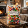 Krazy Kandi Chocolate Fruits 3kg on a coffee table in a cosy home living room setting