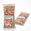 Two packs of Bebeto Sour Neon Worms 2kg commercial marketing layout on a reflective white surface