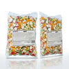 Two packs of Bebeto Multi Coloured Hearts 2kg commercial marketing layout on a reflective white surface