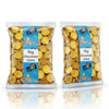 Two packs of Krazy Kandi Chocolate Coins 1kg commercial marketing layout on a reflective white surface
