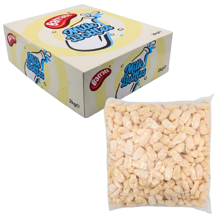 Barratt Dusted Milk Bottles Box 2kg Pick & Mix Bulk Sweets