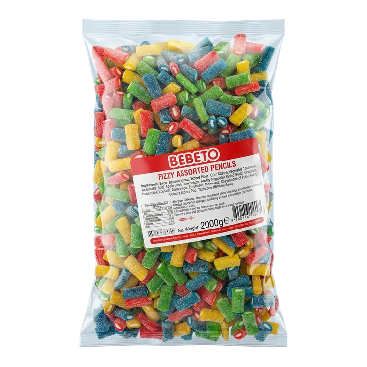 Bebeto Fizzy Assorted Pencil Bites 2kg Pick & Mix Bulk Sweets