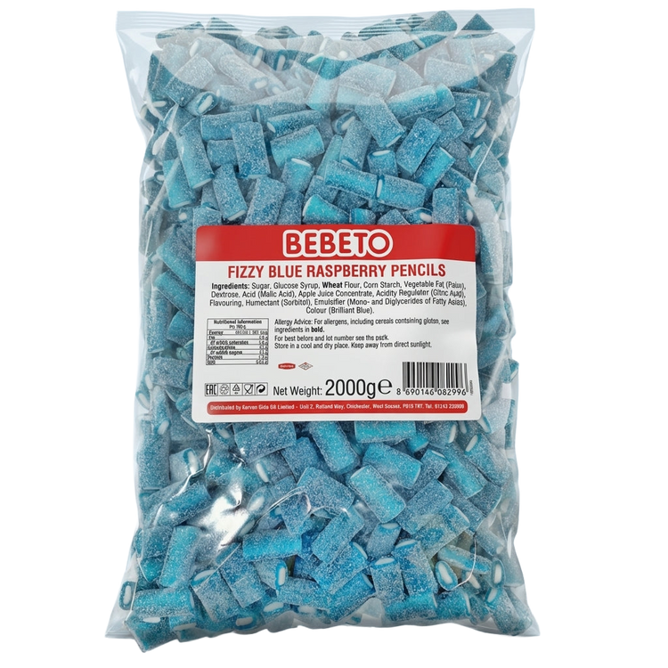 Bebeto Fizzy Blue Raspberry Pencil Bites 2kg Pick & Mix Sweets