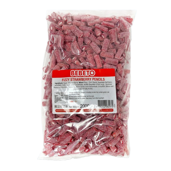 Bebeto Fizzy Strawberry Pencil Bites 2kg Pick & Mix Bulk Sweets