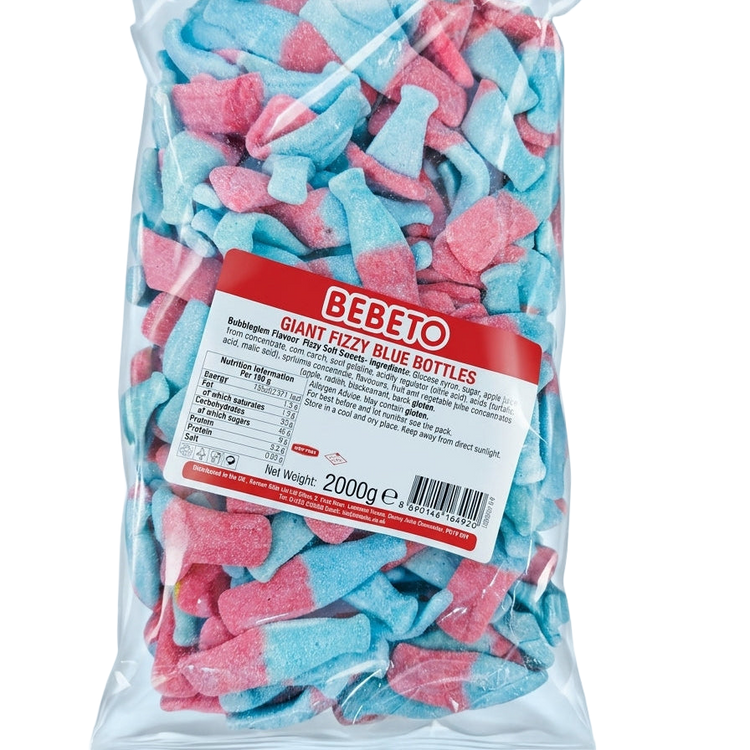 Bebeto Giant Fizzy Blue Bottles 2kg Pick & Mix Bulk Sweets