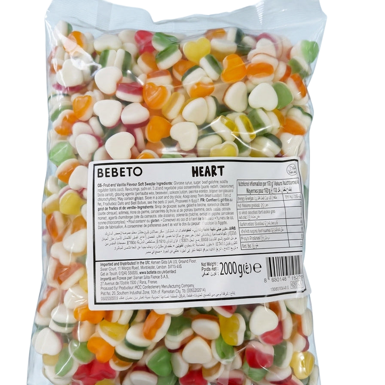 Bebeto Multi Coloured Hearts 2kg Pick & Mix Bulk Sweets