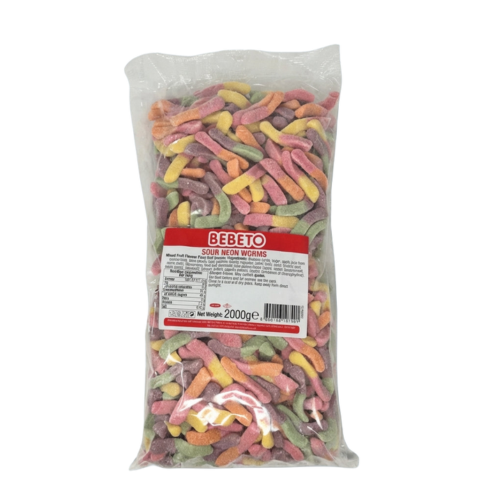 Bebeto Sour Neon Worms 2kg Pick & Mix Bulk Sweets