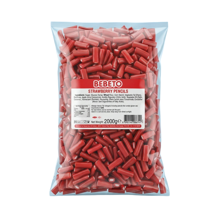 Bebeto Strawberry Pencil Bites 2kg Pick & Mix Bulk Sweets