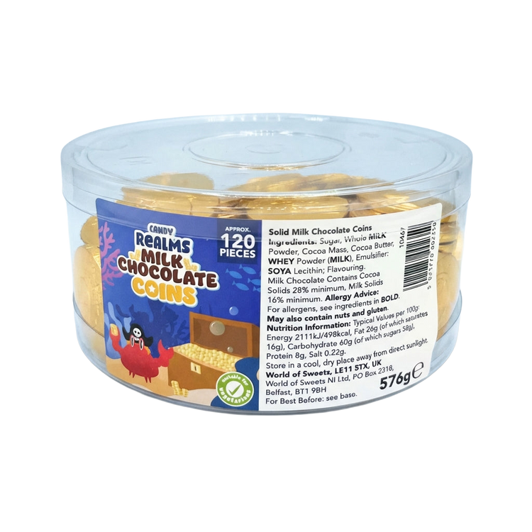 Crazy Candy Factory Milk Chocolate Coins Tub 576g