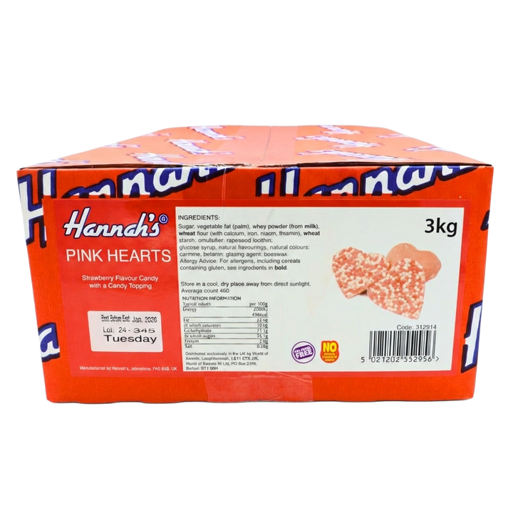 Hannahs Pink Hearts 3kg Pick & Mix Bulk Sweets