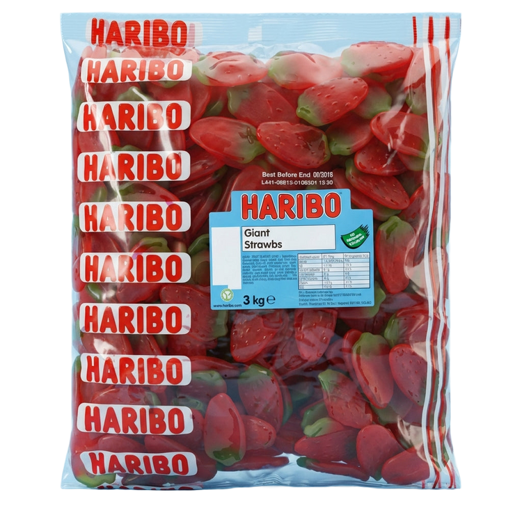 Haribo Giant Strawberries 3kg Pick & Mix Bulk Sweets