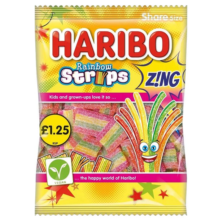 Haribo Rainbow Strips Zing Share Size Bags 1560g