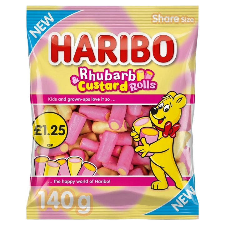 Haribo Rhubarb & Custard Rolls Share Size Bags 1680g