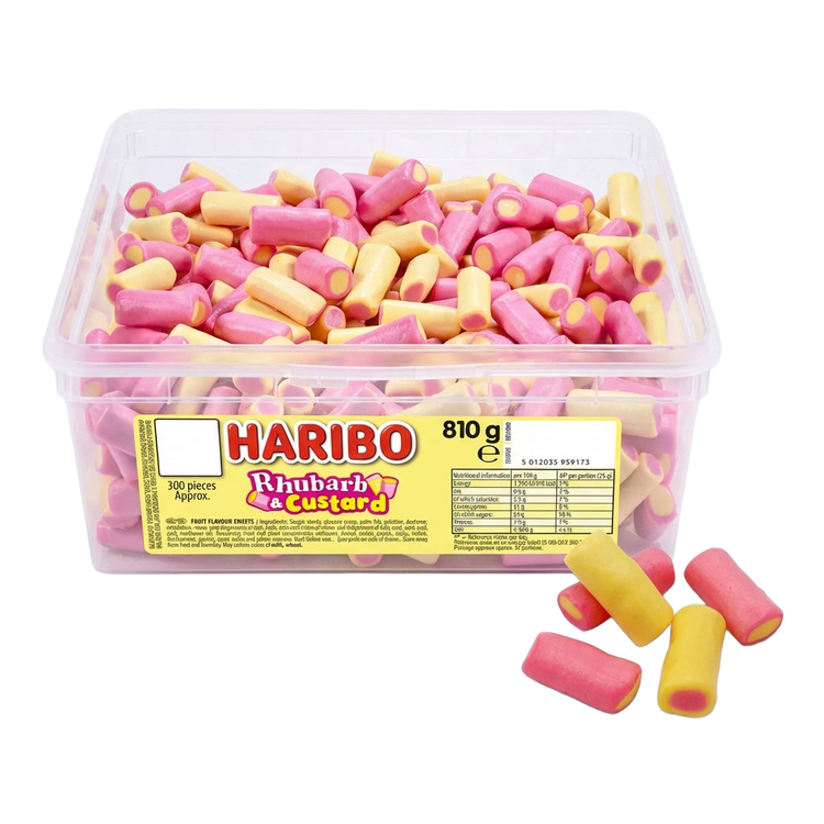 Haribo Rhubarb & Custard Tub 810g Pick & Mix Bulk Sweets