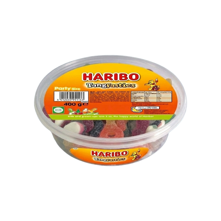 Haribo Tangfastics Fruit & Cola Flavour Fizzy Jelly Sweets Tub 400g
