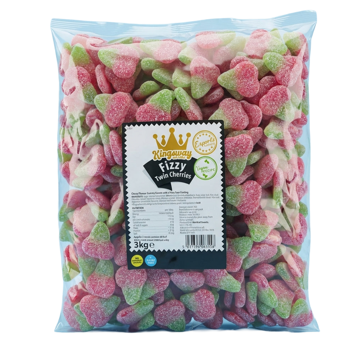 Kingsway Fizzy Twin Cherries 3kg Pick & Mix Bulk Sweets