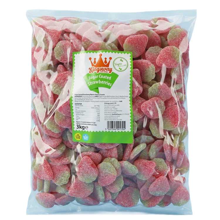 Kingsway Sugar Coated Strawberrys 3kg Pick & Mix Bulk Sweets