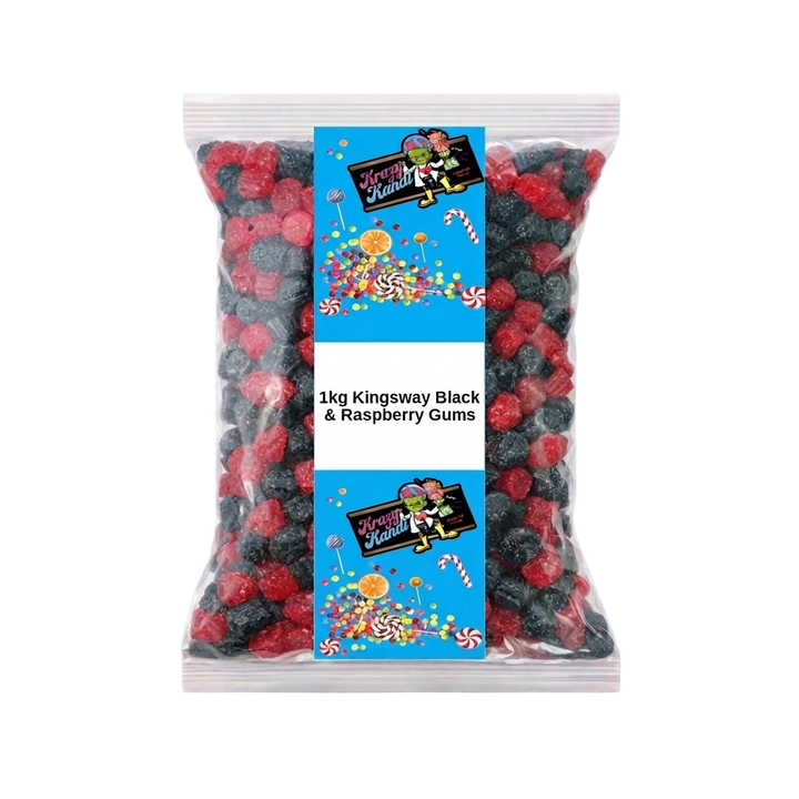 Krazy Kandi Black & Raspberry Gums 1kg Pick & Mix Bulk Sweets