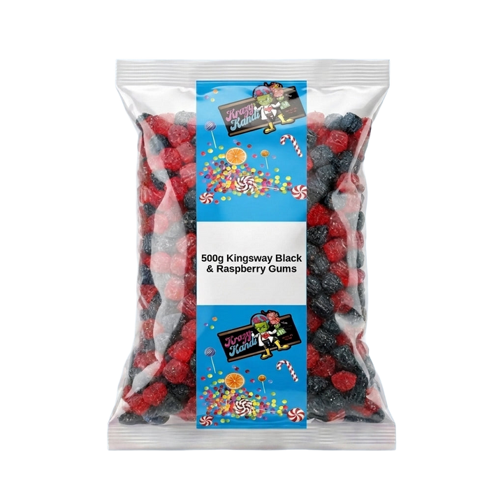 Krazy Kandi Black & Raspberry Gums 500g Pick & Mix Bulk Sweets