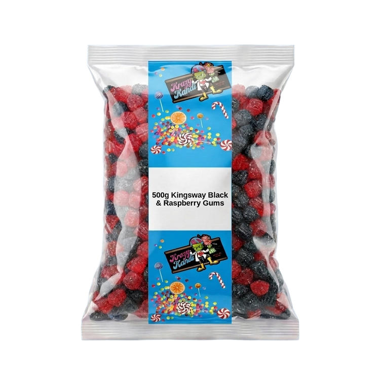 Krazy Kandi Black & Raspberry Gums 500g Pick & Mix Bulk Sweets