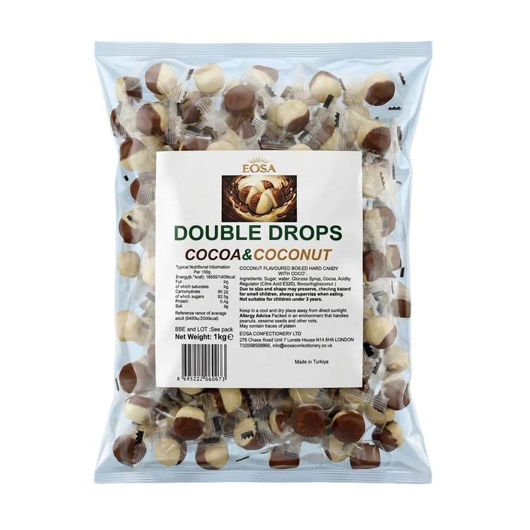 Eosa Cocoa & Coconut Double Drops Hard Rock Candy Individually Wrapped 1kg