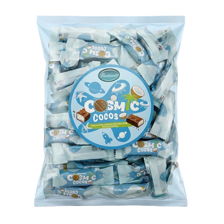 Krazy Kandi Cosmic Cocos Coconut Bar Covered with Chocolate Flavour Coatings 1kg