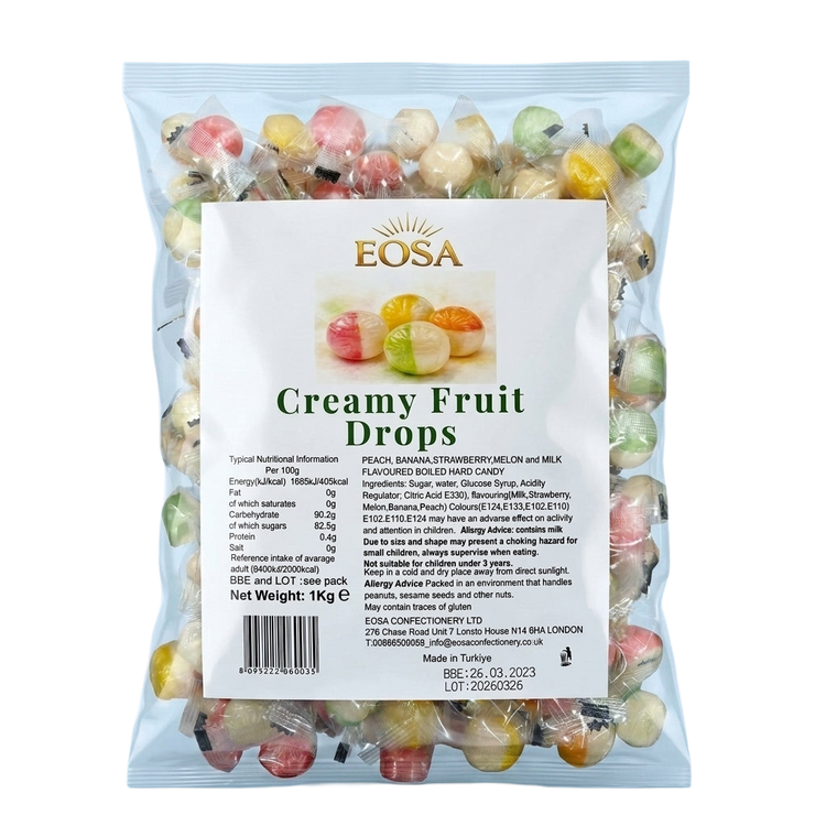 Eosa Creamy Fruit Drops Hard Rock Candy Individually Wrapped 1kg