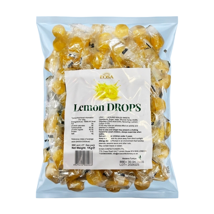 Eosa Lemon Drops Hard Rock Candy Individually Wrapped 1kg