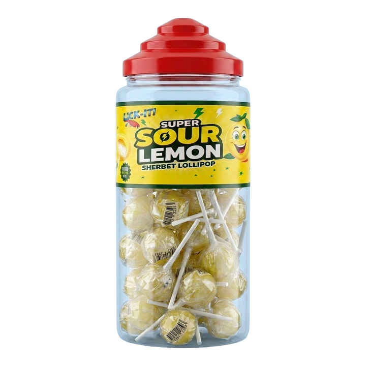 Krazy Kandi Lick It Super Sour Lemon Flavour Lollipops 50pcs 1500g