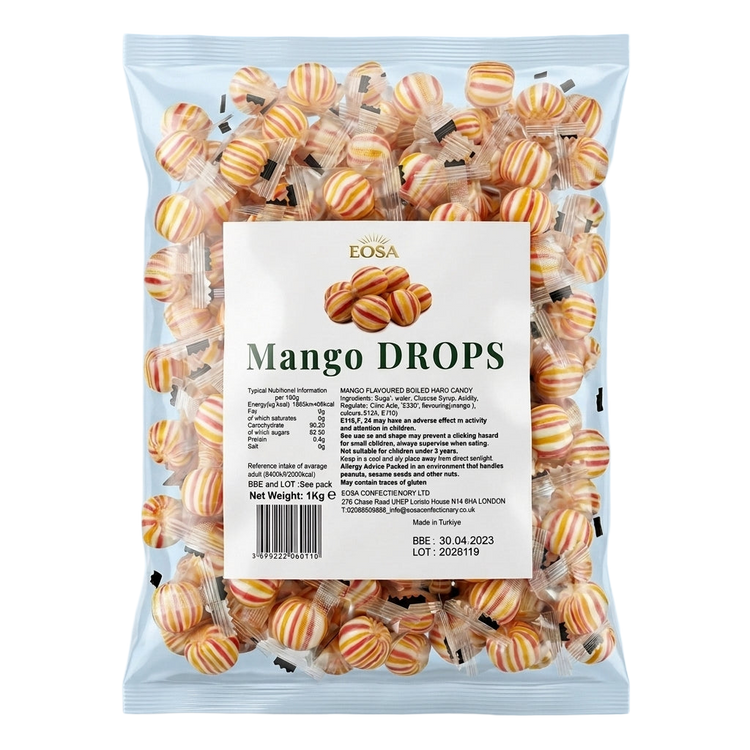 Eosa Mango Drops Hard Rock Candy Individually Wrapped 1kg