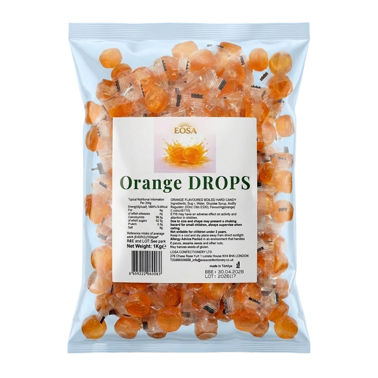 Eosa Orange Drops Hard Rock Candy Individually Wrapped 1kg