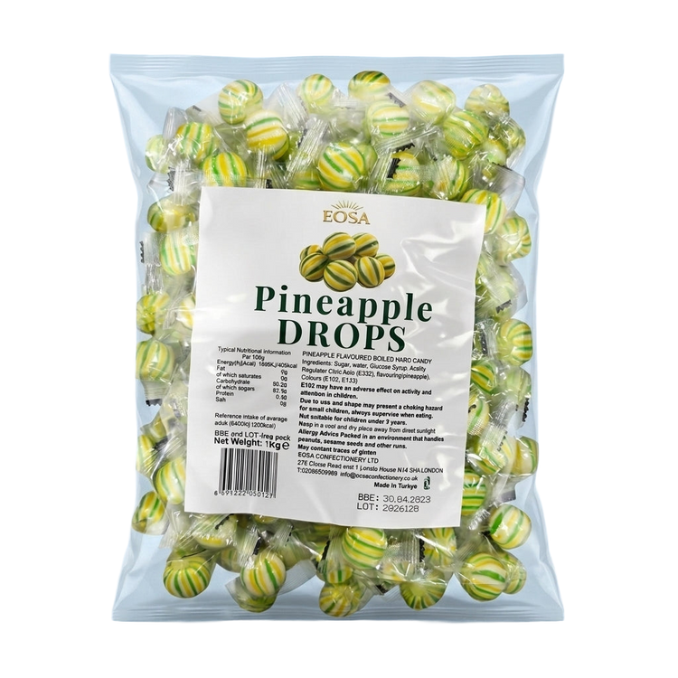 Eosa Pineapple Drops Hard Rock Candy Individually Wrapped 1kg