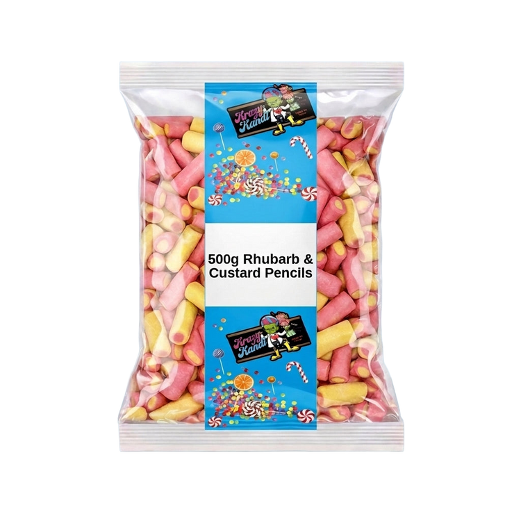 Krazy Kandi Rhubarb & Custard Pencils 500g Pick & Mix Bulk Sweets