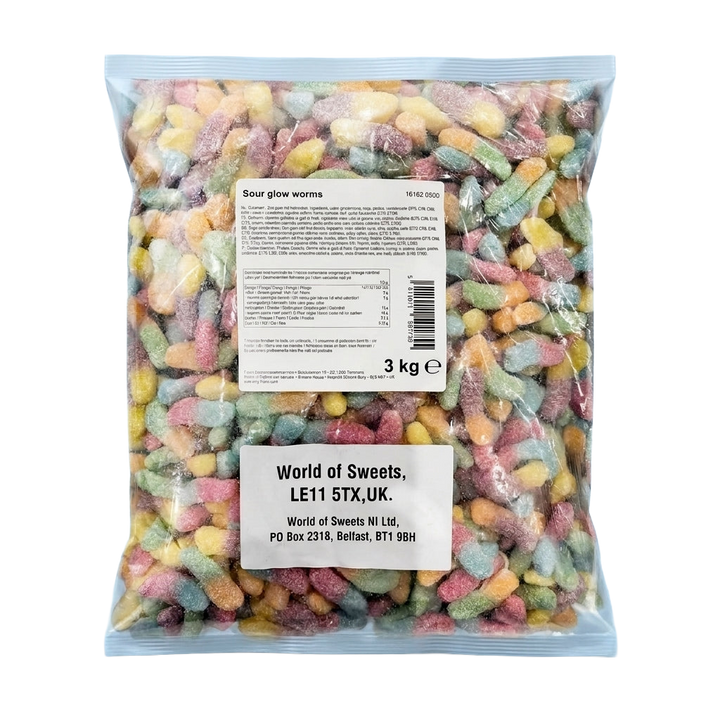 Krazy Kandi Sour Glow Fizzy Worms 3kg