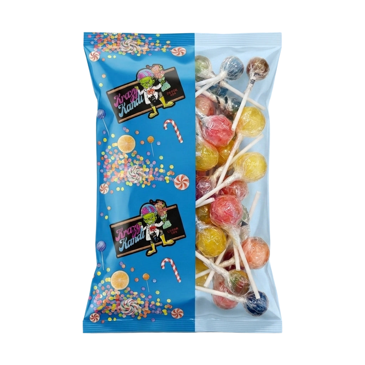 Krazy Kandi Super Lollipop Mix Includes Blue Raspberry Traffic Energy and Tongue Painter 500g