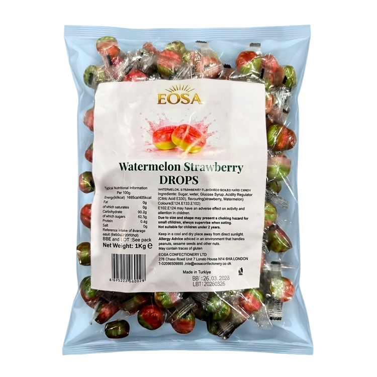 Eosa Watermelon Strawberry Drops Hard Rock Candy Individually Wrapped 1kg